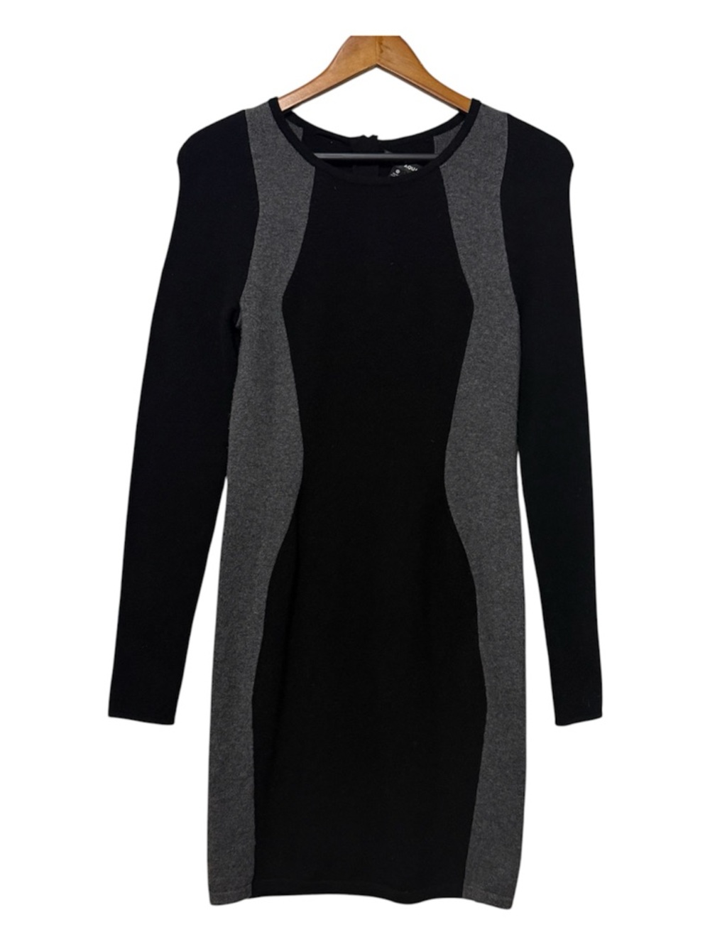 Aqua Wool Cashmere Two Tone Color Block Womens Long Sleeve Bodycon Dress Size XS